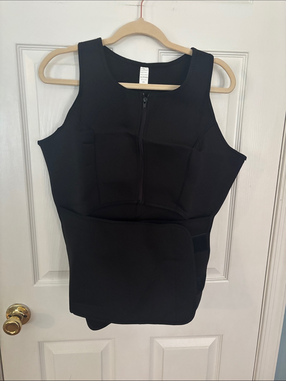 Black Zip-Front Waist Trainer Vest with Adjustable Wrap